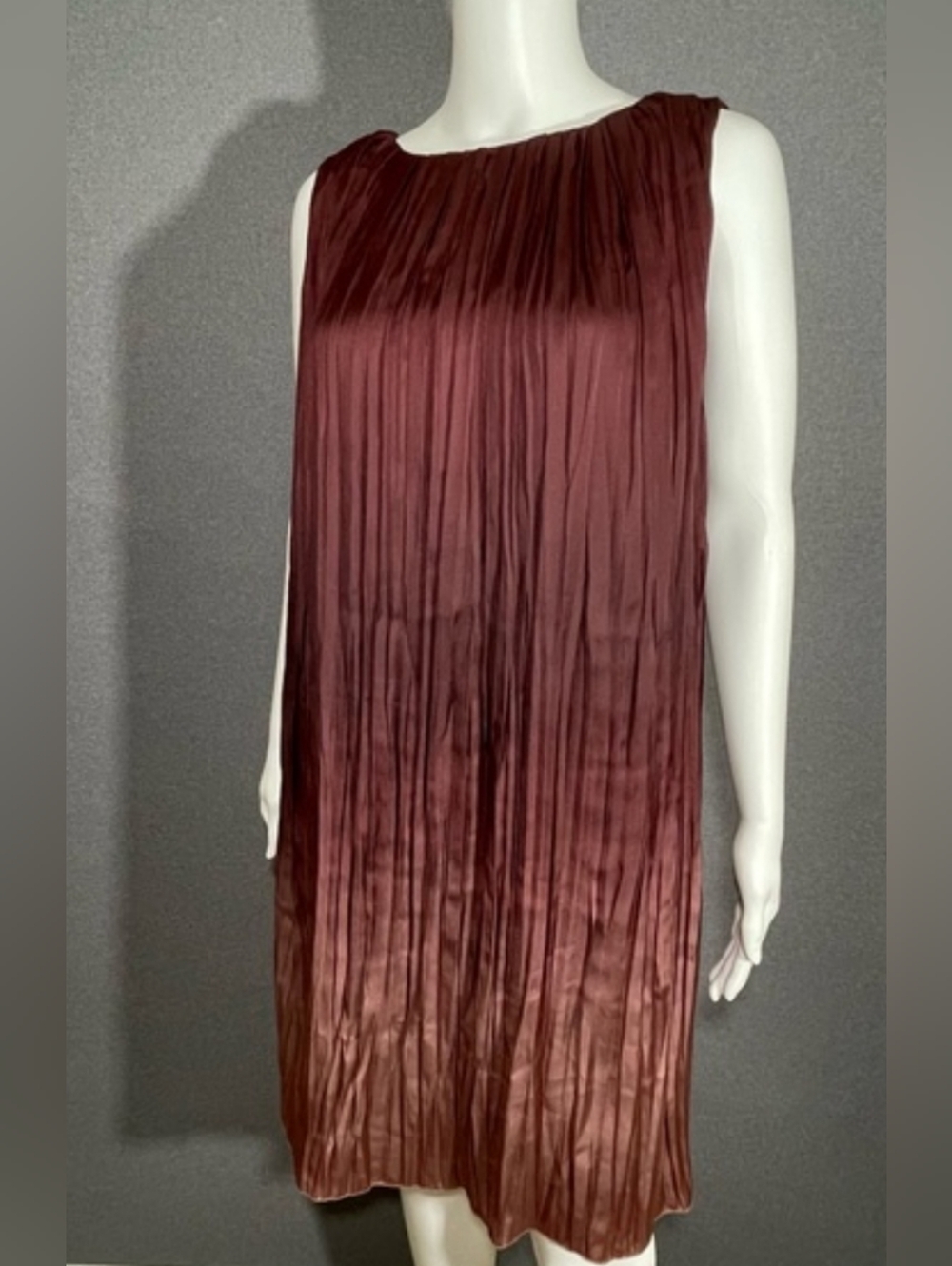 ZARA| Pleated Burgundy Ombre Dress - Sz S/M - Picture 15 of 15